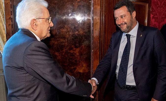 Italian President Sergio Mattarella meets League leader Matteo Salvini, in Rome, Italy, August 22, 2019.