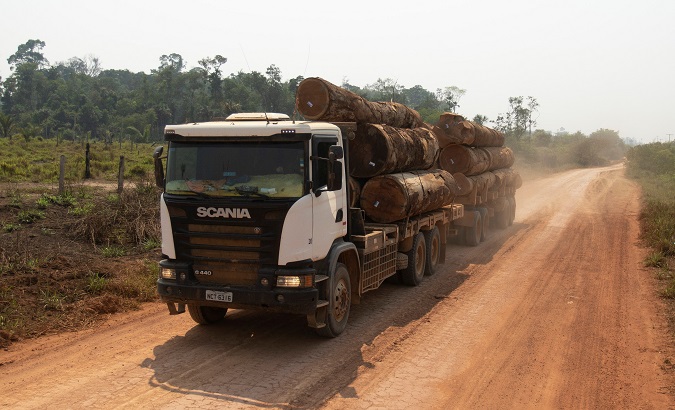 Truck transports wood extracted from the Amazon rainforest, Porto Velho, Brazil, August 29, 2019.