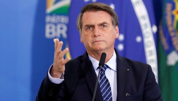 Brazil's President Jair Bolsonaro speaks during a launching ceremony of public policies against violent crimes at the Planalto Palace in Brasilia, Brazil August 29, 2019.