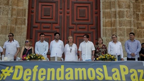 Human rights defenders, peace activists, politicians, priests and other social leaders formed the 'Let's Defend Peace' movement in Cartagena, Colombia, August 30, 2019.