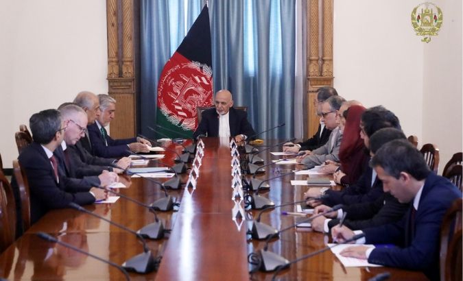 Afghan President Ashraf Ghani meets with U.S. special representative for Afghanistan Zalmay Khalilzad in Kabul, Afghanistan September 2, 2019.