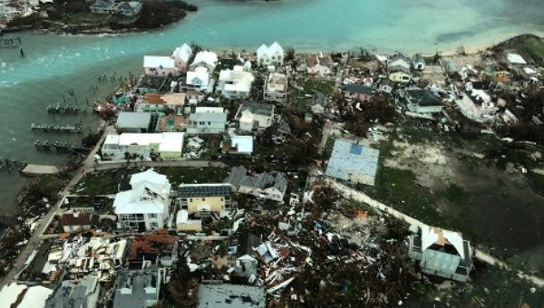 Aerial view shows devastation after hurricane Dorian hit the Abaco Islands in the Bahamas.