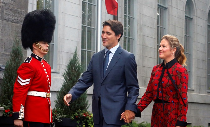 Canada's Prime Minister Justin Trudeau and his wife Sophie Gregoire Trudeau arrive at Rideau Hall to ask Governor General Julie Payette to dissolve Parliament, and mark the start of a federal election campaign in Canada, in Ottawa, Ontario, Canada, September 11, 2019.