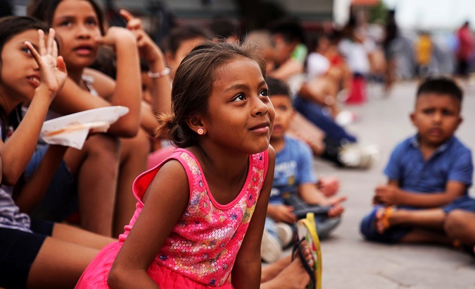 Children at an encampment near the Gateway International Bridge in Matamoros, Mexico. Sep. 12, 2019.