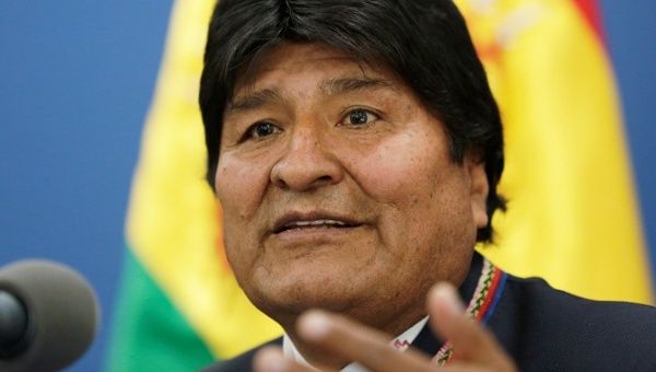 President Evo Morales speaks during a news conference in La Paz, Bolivia, Aug. 13, 2019.
