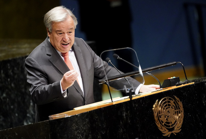 United Nations Secretary General Antonio Guterres addresses the opening of the 74th session of the United Nations General Assembly at U.N. headquarters in New York City, New York, U.S., September 24, 2019.