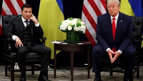 Ukraine's President Volodymyr Zelenskiy listens during a bilateral meeting with U.S. President Donald Trump on the sidelines of the 74th session of the United Nations General Assembly