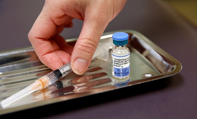 A vial of the measles, mumps, and rubella virus vaccine is pictured at the International Community Health Services clinic in Seattle, U.S., March 20, 2019.
