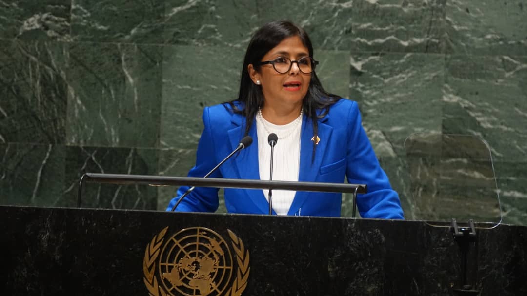 Venezuelan President Delcy Rodriguez addresses the 74th U.N. General Assembly in NY. Sept 27, 2019