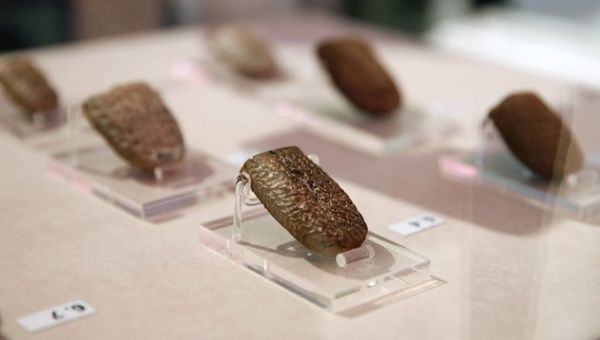 Part of Achaemenid-era clay tablets are on display at Iran's National Museum in Tehran, Iran, 02 October 2019
