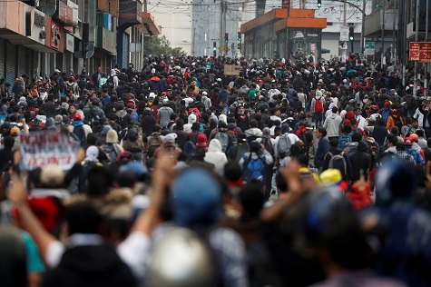 Protests against Ecuador's President Lenin Moreno's austerity measures in Quito.