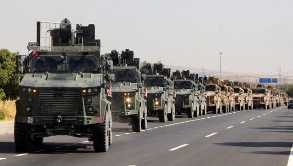 A Turkish miltary convoy is pictured in Kilis near the Turkish-Syrian border, Turkey, October 9, 2019.