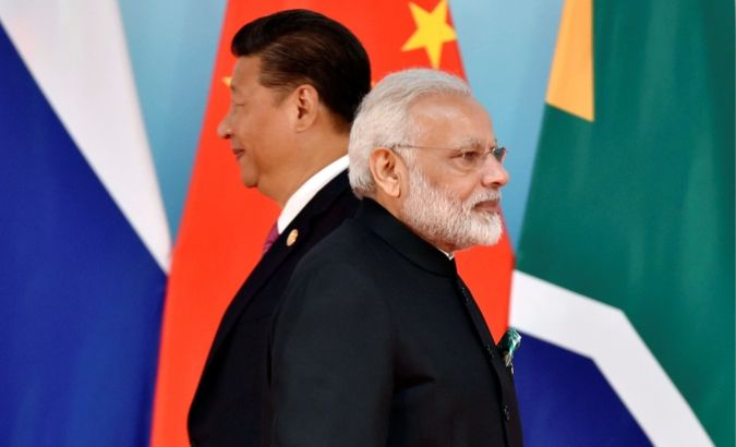 Chinese President Xi Jinping and Indian Prime Minister Narendra Modi at the BRICS Summit in Xiamen in the southeast of China.