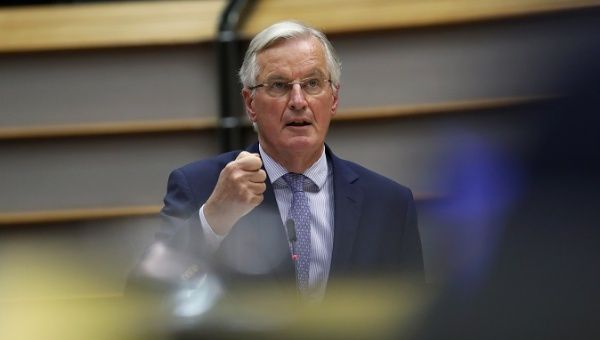 EU's Chief Brexit Negotiator Michel Barnier attends a plenary session on preparations for the next EU leaders' summit, at the European Parliament in Brussels, Belgium October 9, 2019