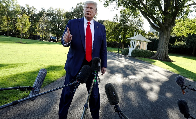 President Donald Trump at the South Lawn of the White House in Washington, U.S. Oct. 10, 2019.