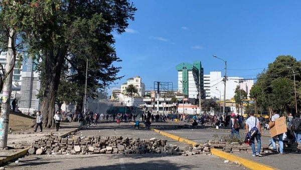 Images of the area around the National Assembly at 8:00 on Saturday, Quito, Ecuador, Oct. 12, 2019.