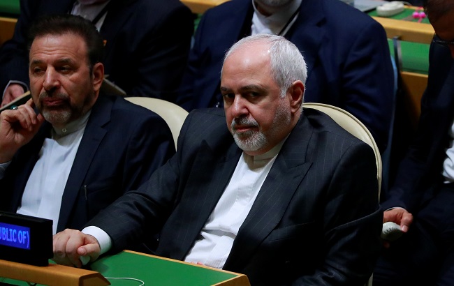 Iranian Foreign Minister Mohammad Zarif sits in the General Assembly Hall to listen to an address by Iranian president Hassan Rouhani at the 74th session of the United Nations General Assembly at U.N. headquarters in New York City, New York, U.S., September 25, 2019.