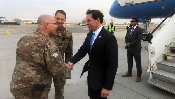 U.S. Defense Secretary Mark Esper arrives in Kabul, Afghanistan October 20, 2019.