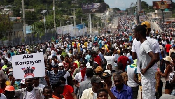 Demonstration against Haitian President Jovenel Moise in Port-au-Prince.