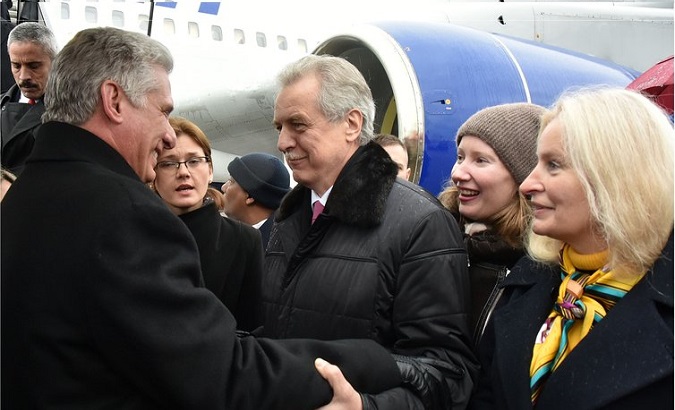 Cuba's President Miguel Diaz-Canel greeted by Russian officials upon his arrival in the country.