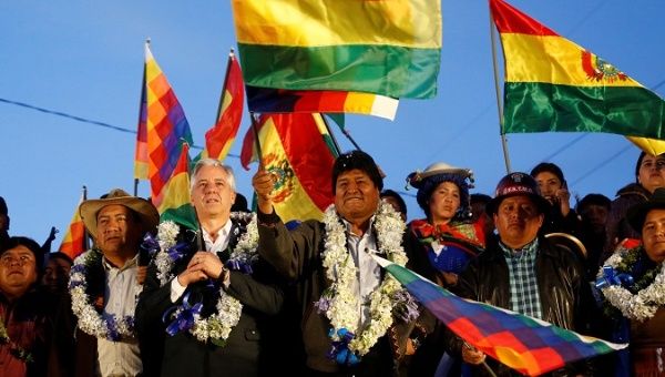 President Evo Morales attends a rally in El Alto, Bolivia Oct. 28, 2019.
