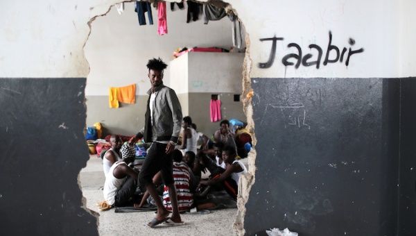 Migrants are seen at the Anti-Illegal Immigration Agency in Tajora shelter center in Tripoli, Libya April 24, 2019.