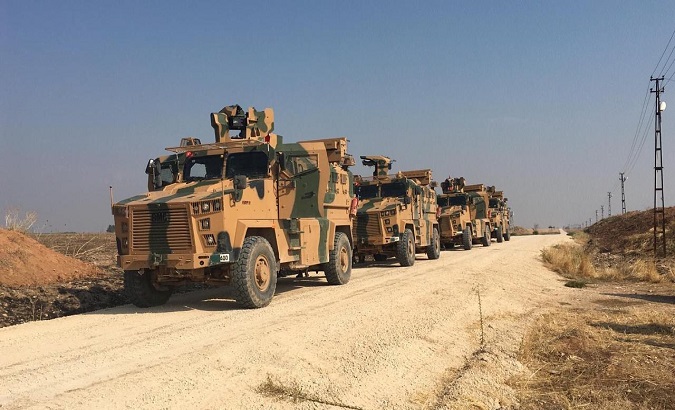 Turkish armored vehicles crossed the border on Friday to join their Russian counterparts
