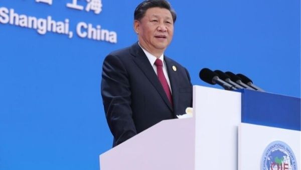 Chinese President Xi Jinping delivers a keynote speech at the opening ceremony of the second China International Import Expo (CIIE) in Shanghai, east China, Nov. 5, 2019. 