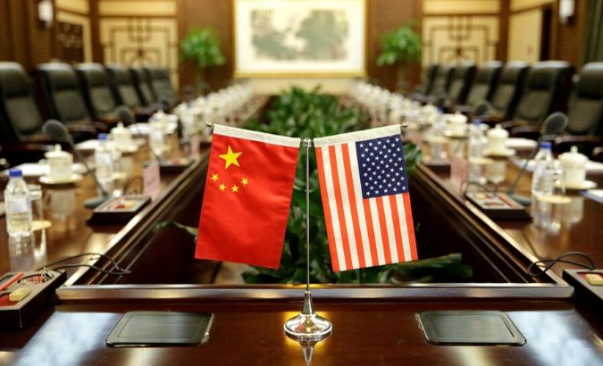Flags of U.S. and China are placed for a meeting at the Ministry of Agriculture in Beijing, China, June 30, 2017.