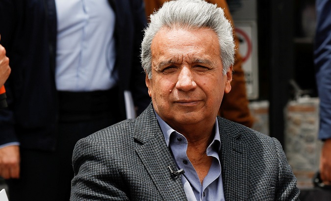President Lenin Moreno visiting areas affected by protests in Quito, Ecuador Oct. 17, 2019.