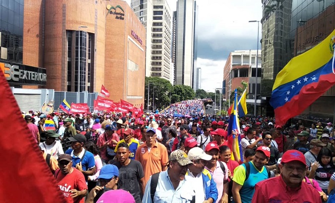 The ‘March Against Fascism’ moves in solidarity with the peoples of Chile and Bolivia in Caracas, Venezuela, Nov. 16, 2019.