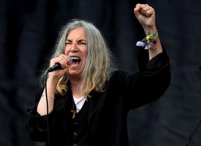 Patti Smith performs on the Pyramid stage at Worthy Farm in Somerset during the Glastonbury Festival in Britain, June 28, 2015.