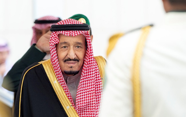 Saudi Arabia's King Salman bin Abdulaziz Al Saud arrives to address the Shura Council in Riyadh, Saudi Arabia November 20, 2019.