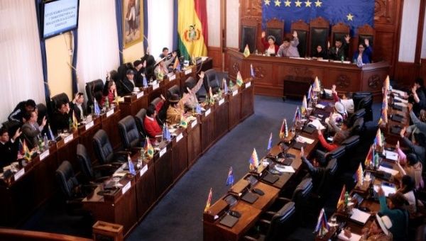 Members of Bolivian Senate approve election law while anti-government protesters in Bolivia lifted street blockades in La Paz, Bolivia 