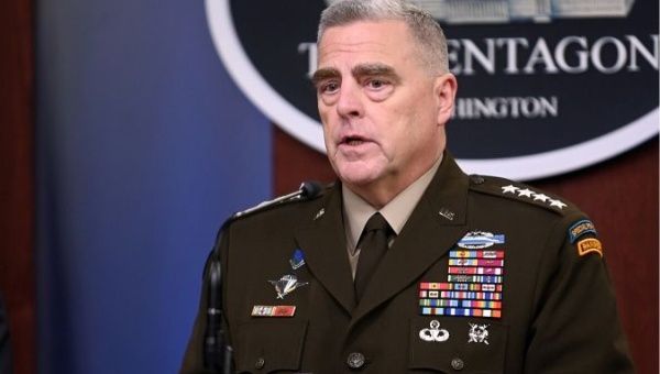 U.S. Joint Chiefs Chairman General Mark Milley addresses reporters during a media briefing at the Pentagon in Arlington, Virginia, U.S., Oct. 11, 2019. 