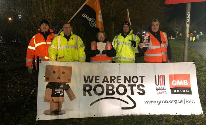 To mark Black Friday, GMB protested outside Amazon sites across the U.K. to highlight the appalling conditions workers face.