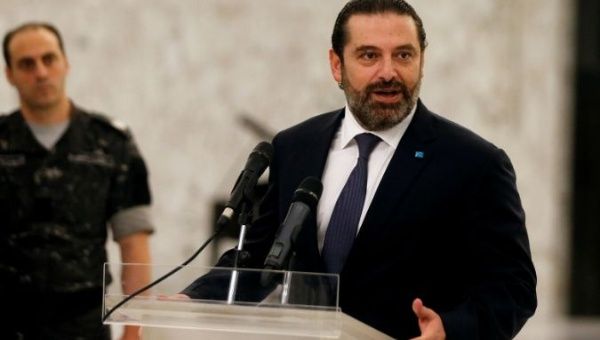  Saad al-Hariri, who quit as Lebanon's prime minister on Oct. 29, speaks after meeting President Michel Aoun at the presidential palace in Baabda, Lebanon November 7, 2019. 