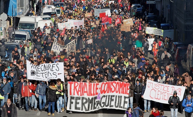 Demonstration as part of a second day of national strike in Marseille, France, Dec. 10, 2019.