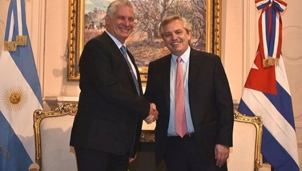   Cuban President Miguel Diaz-Canel and his Argentinian counterpart Alberto Fernandez stressed the need to strengthen bilateral ties. 