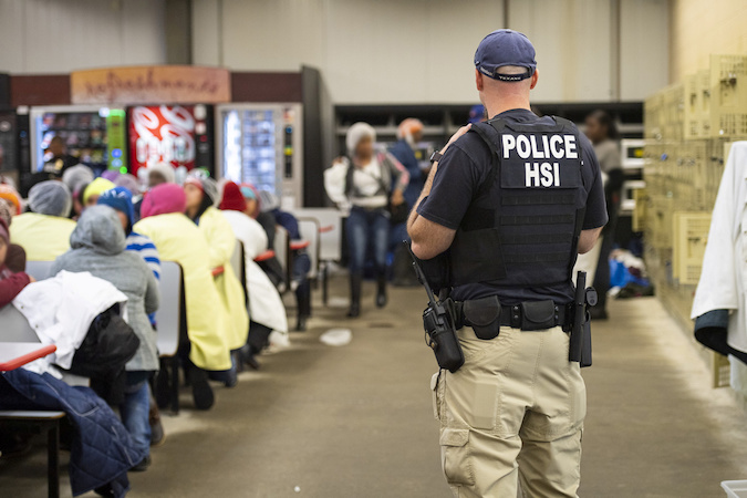 Homeland Security Investigations (HSI) officers from Immigration and Customs Enforcement (ICE) in Canton, Mississippi, U.S. in this August 7, 2019 handout photo.