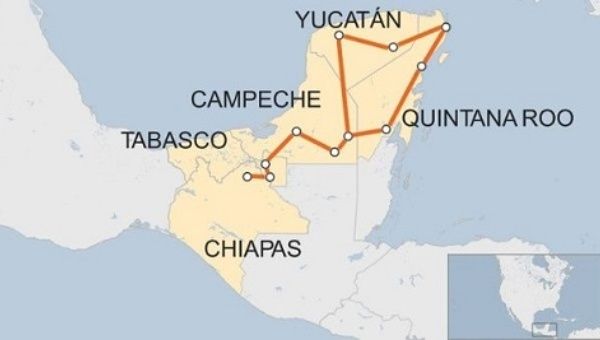 The Maya Train is a proposed 1,525 km railroad in Mexico that would traverse the Yucatan Peninsula.