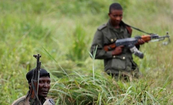 Armed Forces of the Democratic Republic of the Congo soldiers patrol an area in North Kivu, an eastern province known to contain ADF fighters. Dec.11, 2018.