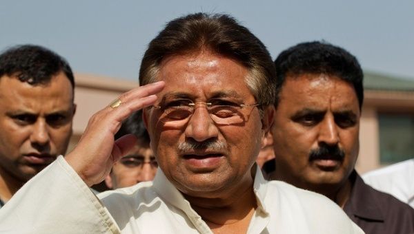 Pakistan's former President and head of the All Pakistan Muslim League (APML) political party Pervez Musharraf salutes as he arrives to unveil his party manifesto for the forthcoming general election at his residence in Islamabad April 15, 2013. 