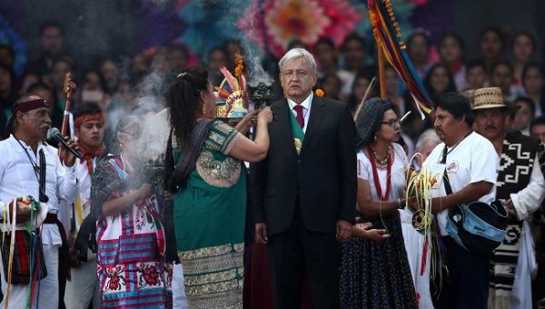 Mexico’s President Andres Manuel Lopez Obrador attends the AMLO Fest at Zocalo square in Mexico City, Mexico December 1, 2018.