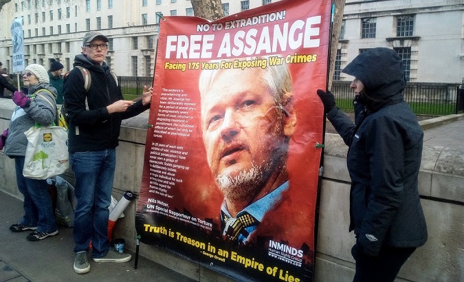 Protest for Julian Assange at Downing Street, London, U.K, Dec 14, 2019.