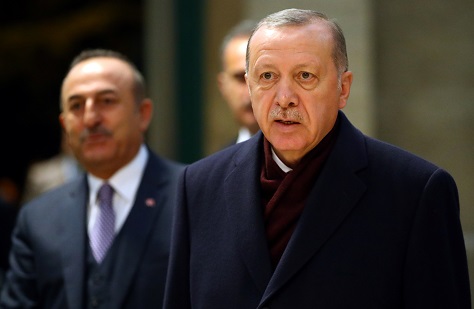 Turkey's President Erdogan speaks to media after the Global Refugee Forum at the United Nations in Geneva, Switzerland.
