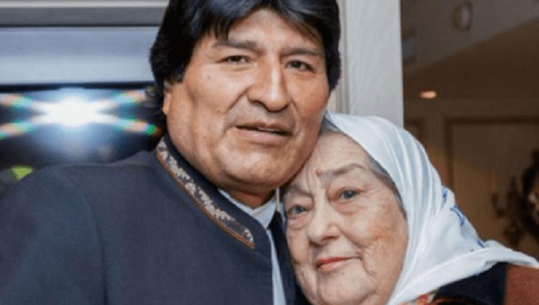 Bolivia's former President Evo Morales and Hebe de Bonafini, 2019.