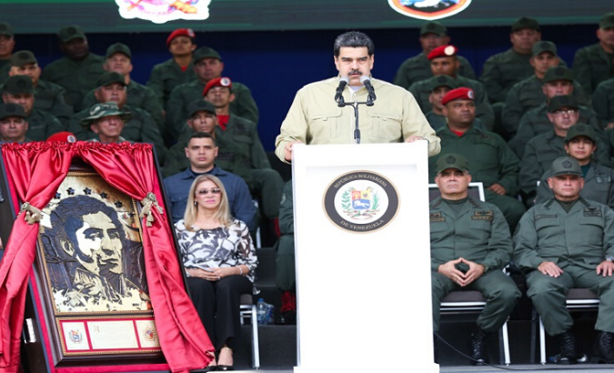 The president of Venezuela Nicolas Maduro during the act of salutation to the Bolivarian National Armed Forces (FANB).