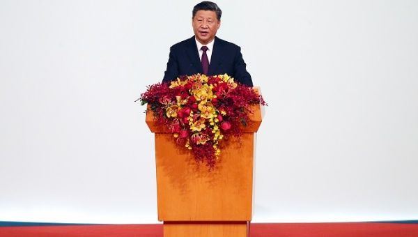 President Xi Jinping speaks during a ceremony in Macao, China, Dec. 20, 2019.