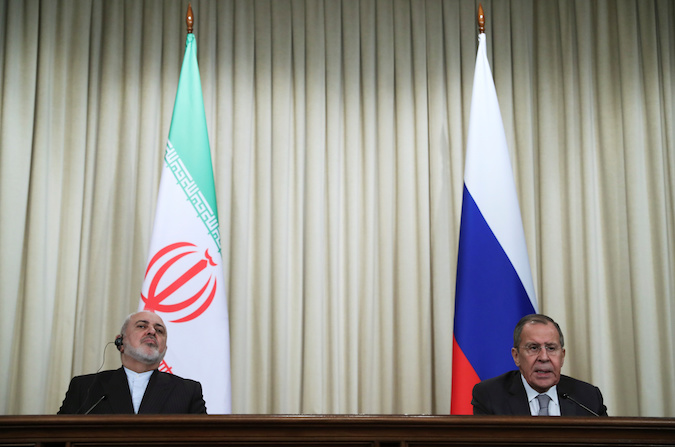 Iran's Foreign Minister Mohammad Javad Zarif and Russia's Foreign Minister Sergei Lavrov attend a news conference following their meeting in Moscow, Russia, December 30, 2019.